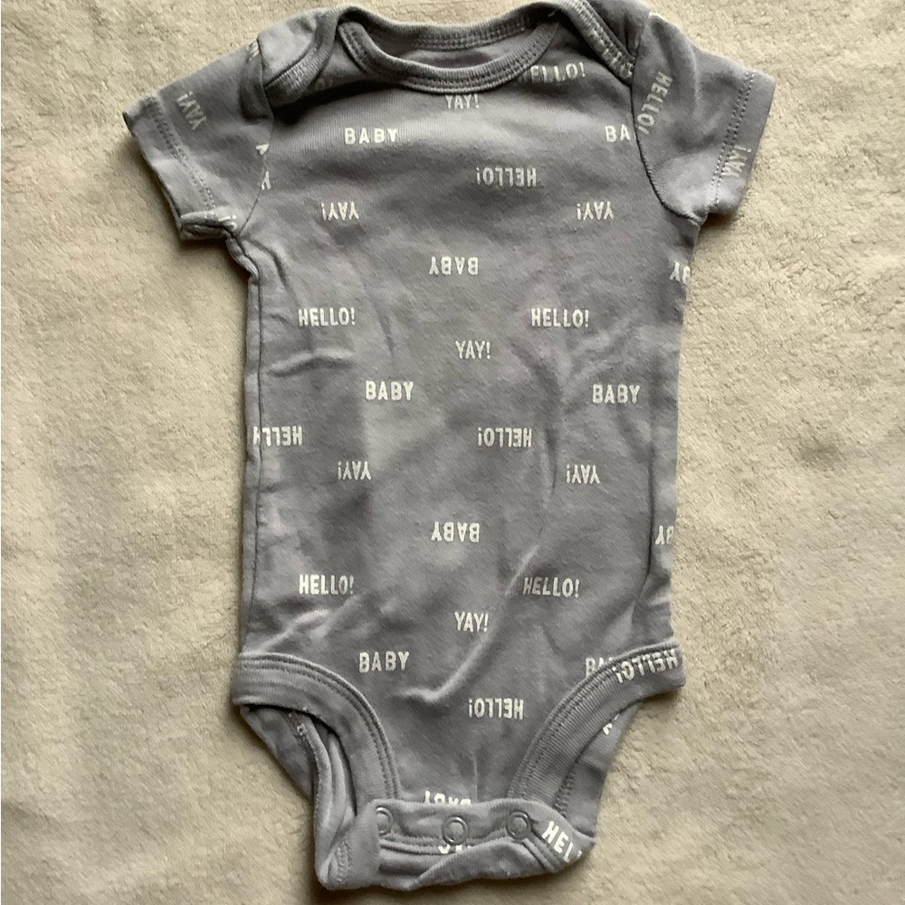 Carters Grey Hello Bodysuit Newborn NB